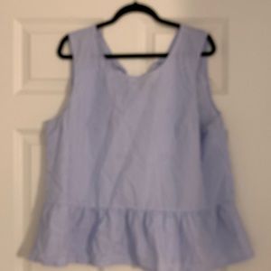 Blue & White J Crew Seersucker Peplum Top